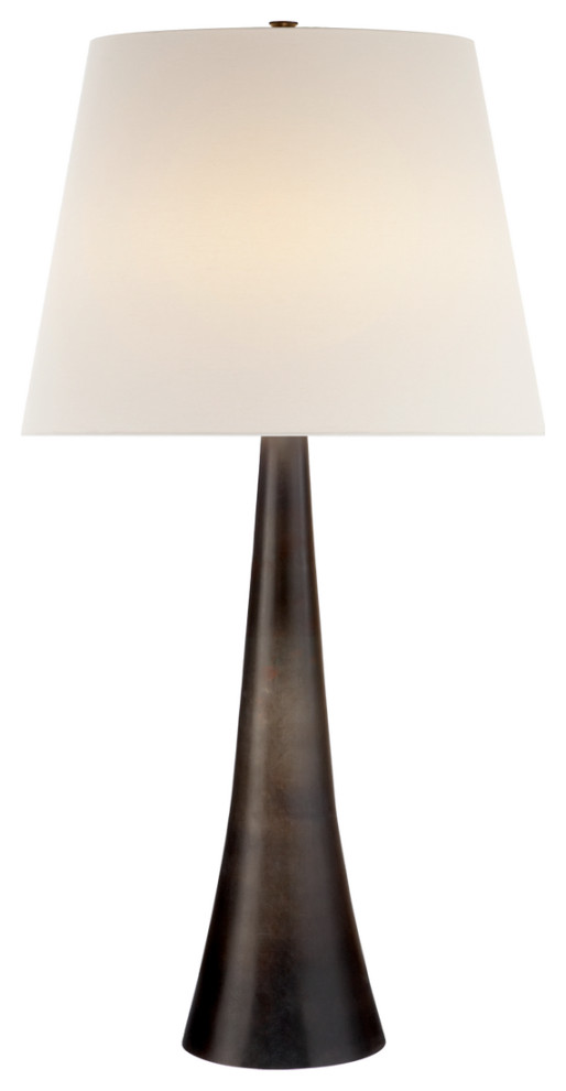 Dover Table Lamp in Aged Iron with Linen Shade