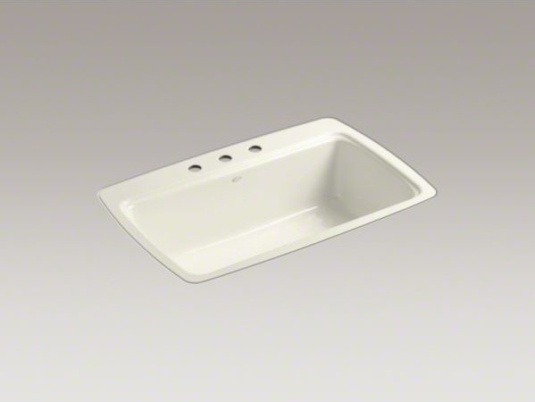 KOHLER Cape Dory(R) 33" x 22" x 9-5/8" tile-in single-bowl kitchen sink with 3 f