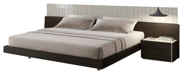 Porto Light Grey Lacquer / Wenge Premium Bedroom Set, King
