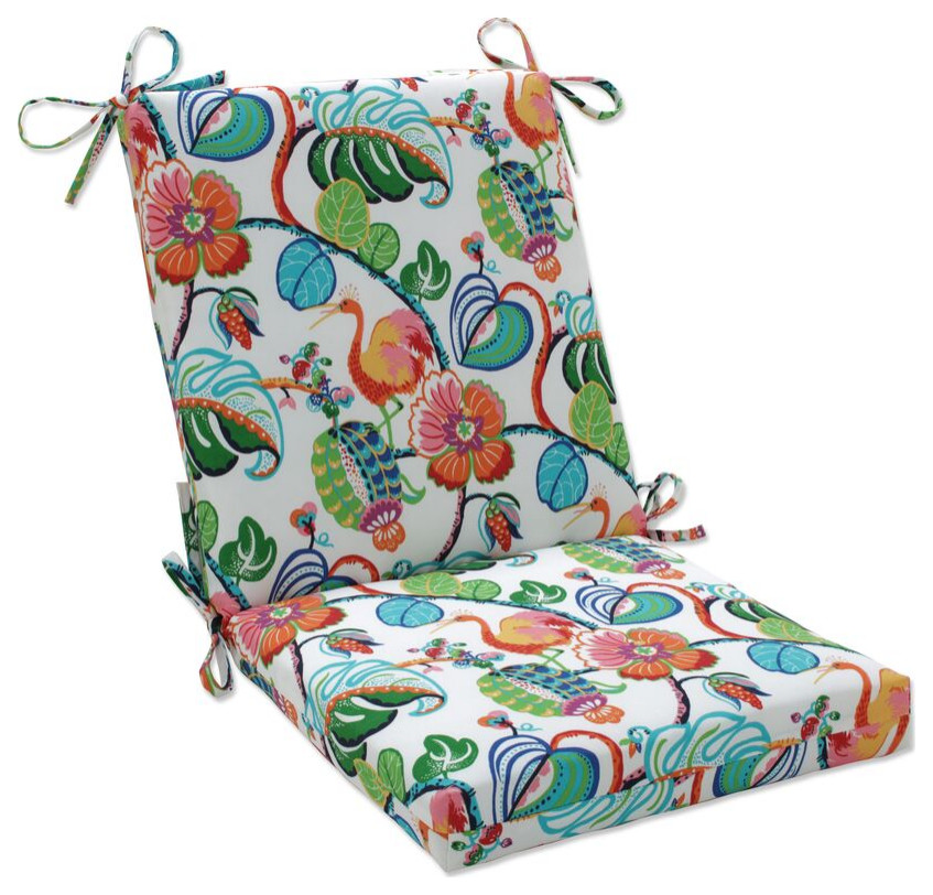 Tropical Fete Mult Green Squared Corners Chair Cushion Tropical