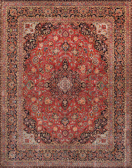 Pasargad Kashan Collection Hand-Knotted Lamb's Wool Area Rug- 5' 0" X  6'11"