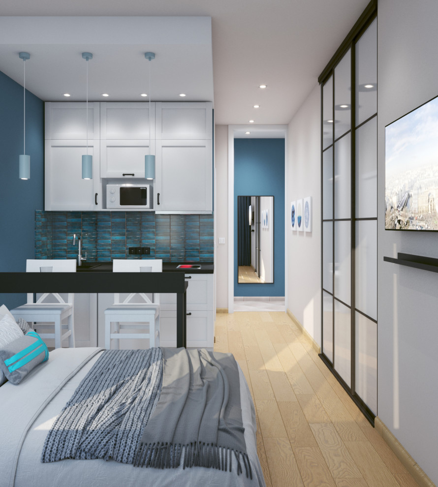 Синяя студия для краткосрочной аренды