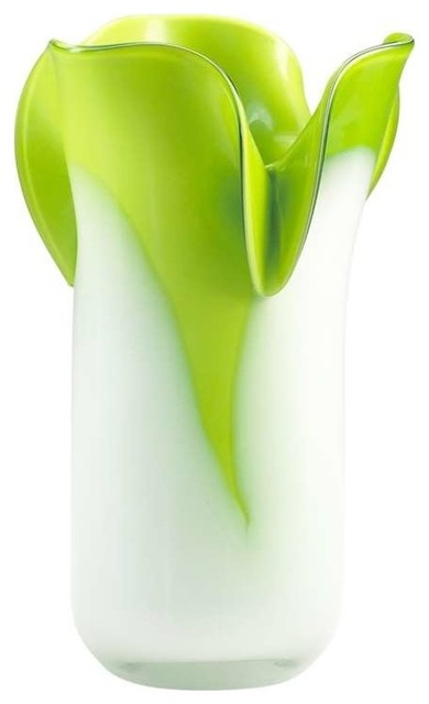 Small Summer Green Waves Glass Vase
