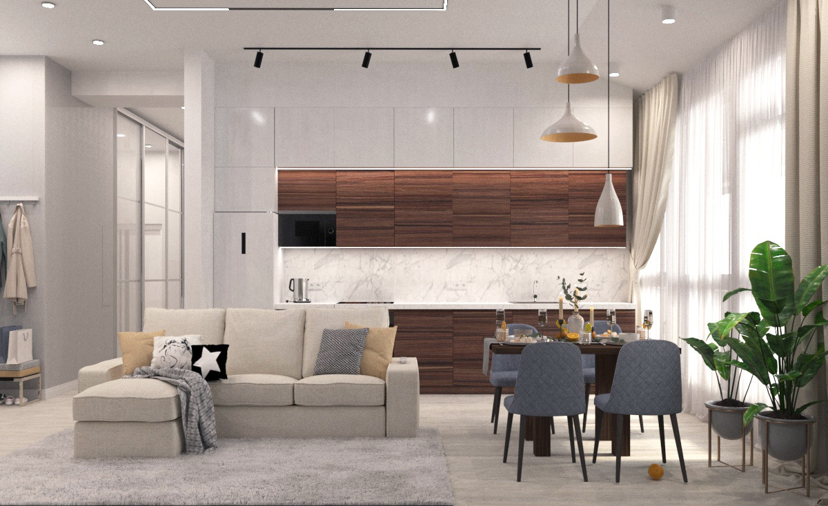 Визуализация дизайн-проекта 3-х комн. квартиры