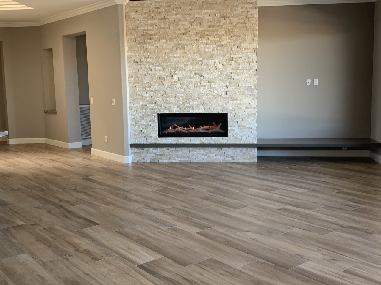 Fireplace with stone accent