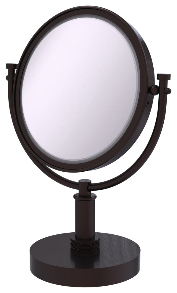 8" Vanity Make-Up Mirror, Antique Bronze, 4x Magnification