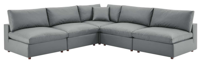 Commix Down Filled Overstuffed Vegan, Overstuffed Leather Sectional Sofa