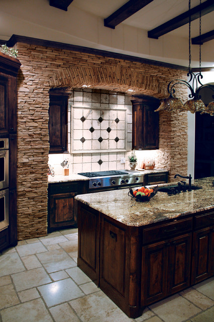 Beautiful Mountain Strip Stone Veneer Kitchen - Coronado Stone Products american-traditional-kitchen