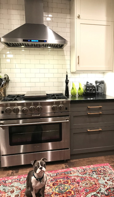 A BlueStar oven, range and a one-of-a-kind Boston Terrier retro-koekken