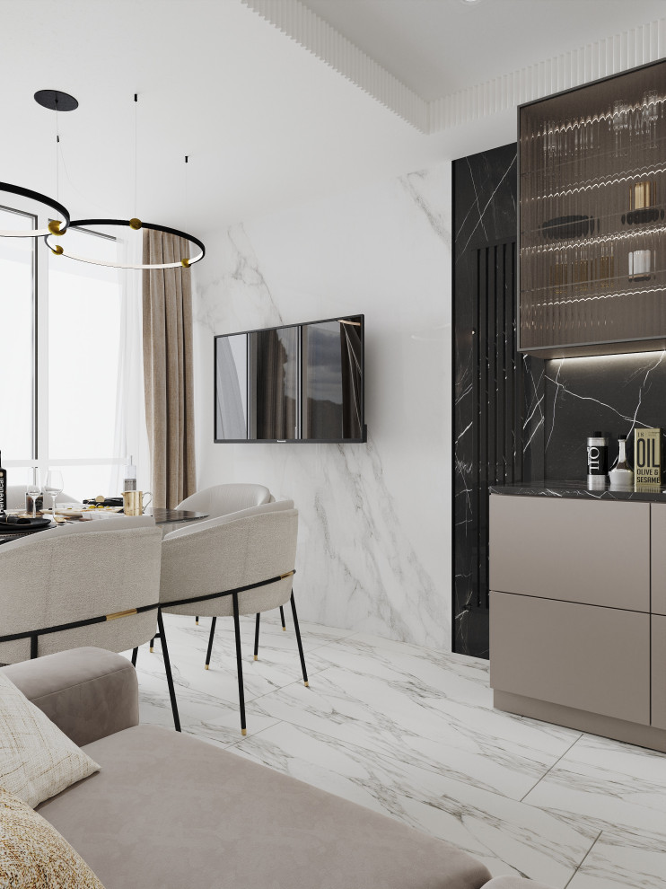 Кухня-гостиная в однокомнатной квартире в ЖК "FoRest"