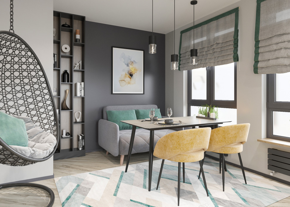 Кухня, гостиная и веранда жилого дома