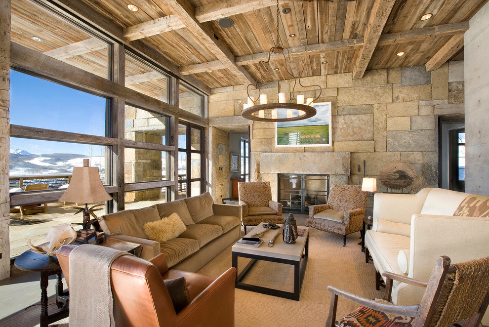 Stunning Contemporary Mountain Home - Rustic - Living Room - Houston ...