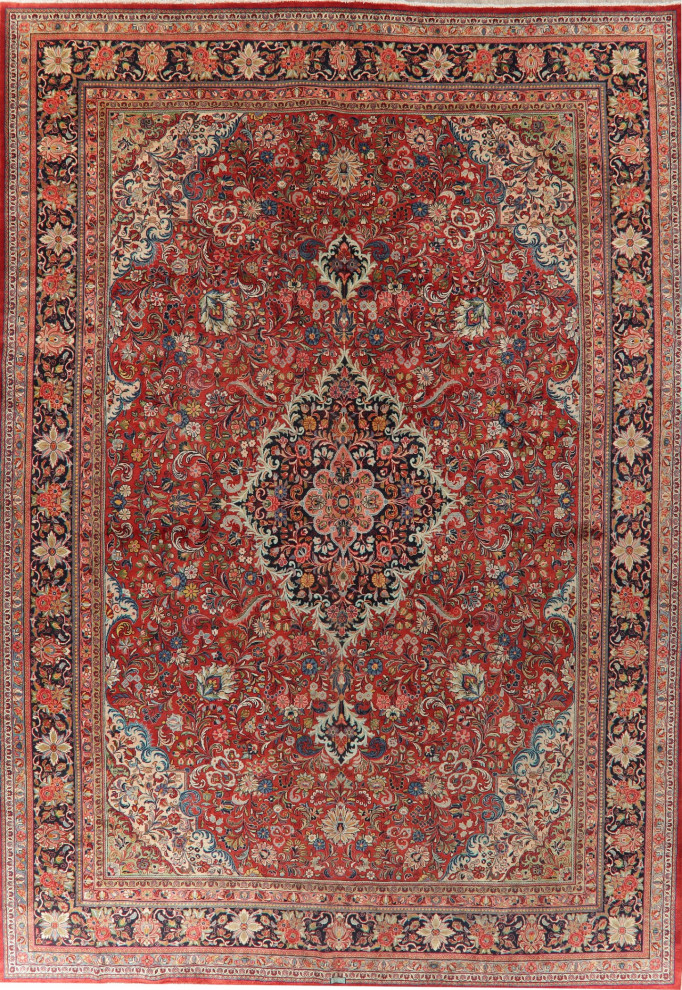Consigned, Oriental Antique Traditional Handmade Persian Area Rug, Red
