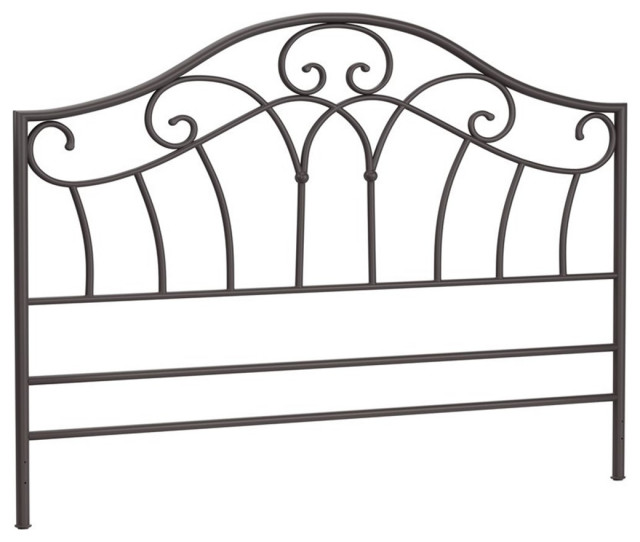 Bowery Hill King Metal Scrollwork Spindle Headboard in Brown ...