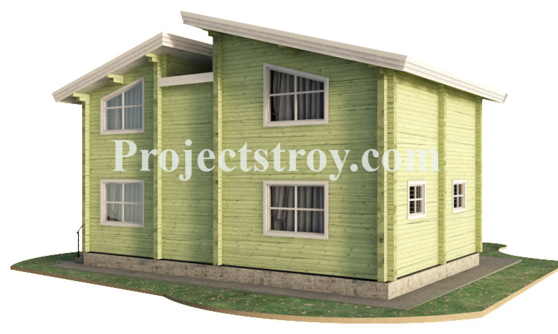 Дом из бруса профилированного с навесом под автомобиль