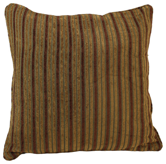 25" Double-Corded Patterned Tapestry Square Floor Pillow, Autumn Stripes