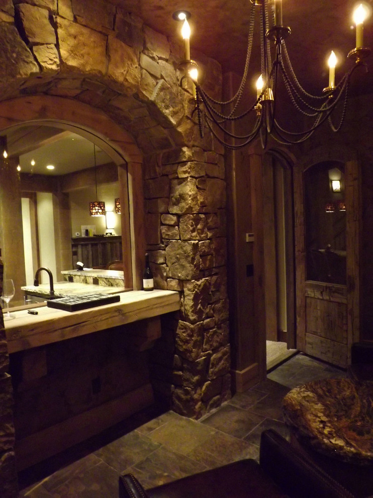 Inspiration for a rustic wine cellar remodel in Seattle