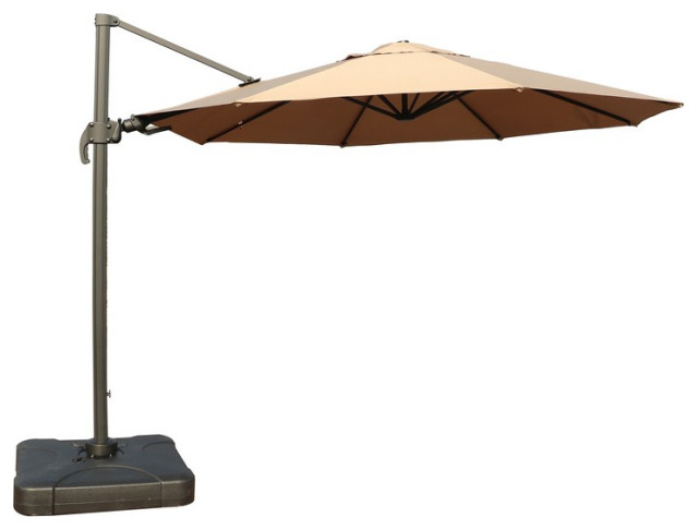11 Feet Cantilever Umbrella With Carry Bag And Base Taupe Contemporary Outdoor Umbrellas By Ipatio Furniture