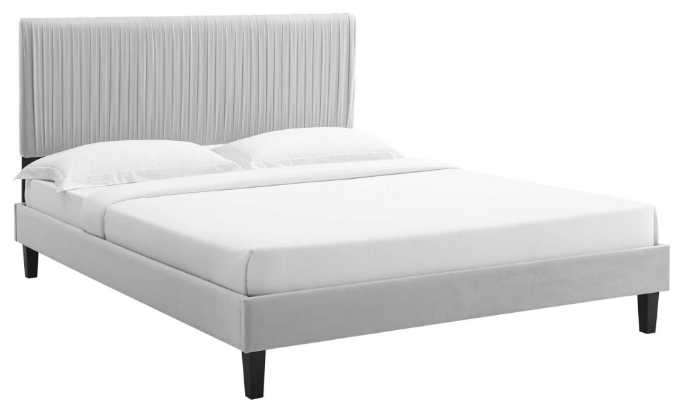 Peyton Performance Velvet King Platform Bed Transitional Platform