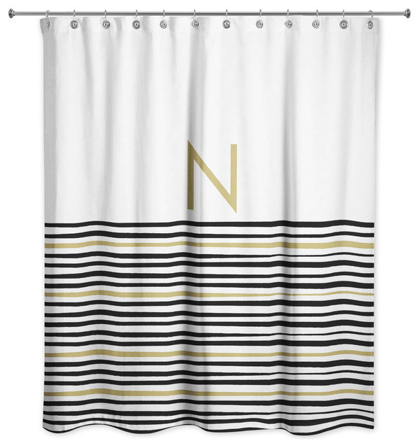 Striped Monogram Shower Curtain - Contemporary - Shower Curtains - by  Designs Direct | Houzz
