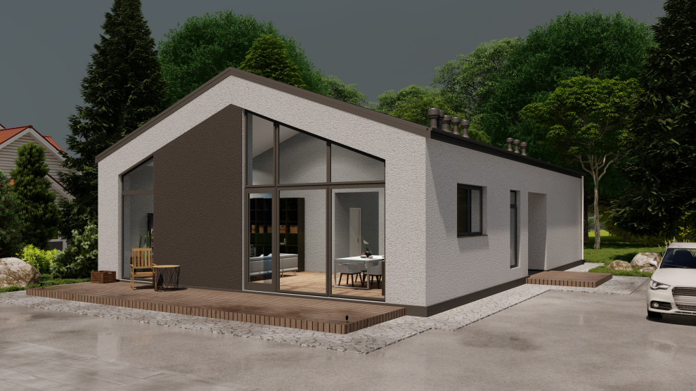 Одноэтажный дом с кухней-гостиной, вторым светом, кабинетом и двумя спальнями