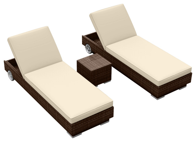 Brown Series 3 Piece Modern Outdoor, Low Profile Outdoor Patio Furniture
