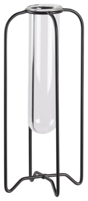 Metal Hanging Bud Vase Holder With Medium Glass Tube Coated