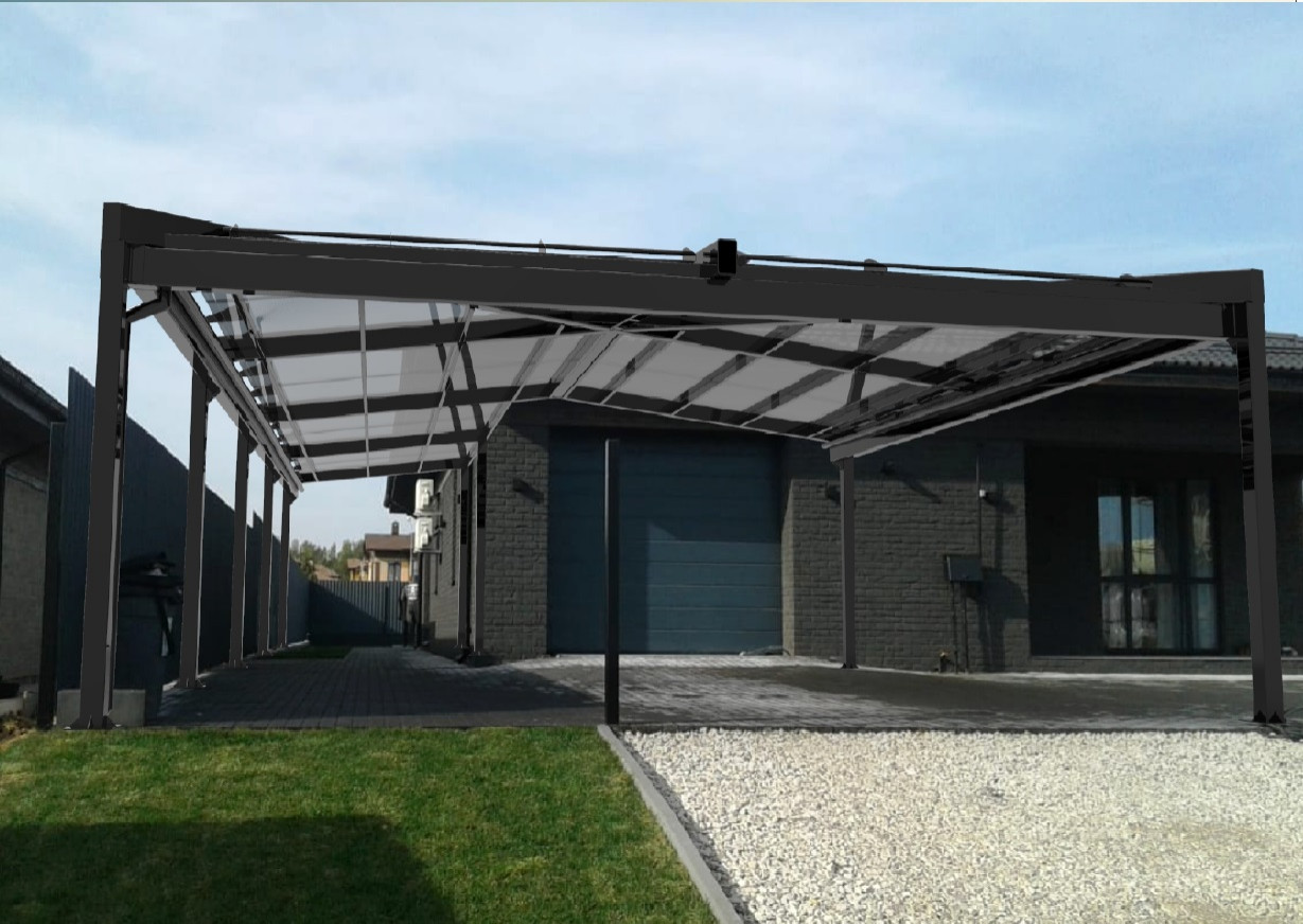 Навес хайтек "Космос", ворота и забор