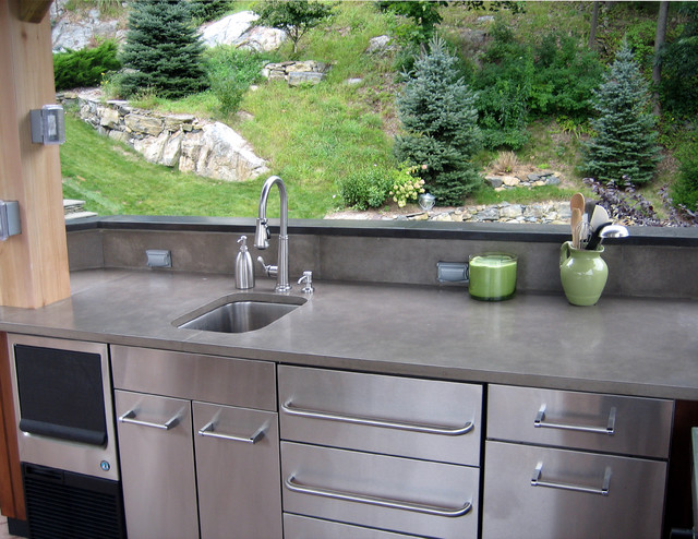 Gray Outdoor Custom Concrete Kitchen Countertop Modern Patio