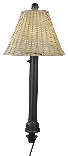 Umbrella Table Lamp Black Stone Shade Tropical Outdoor Table