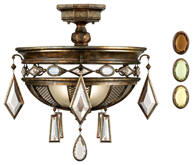 Fine Art Lamps Encased Multi-colored Gems Semi-Flush Mount