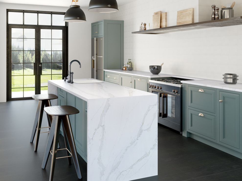 white paint to go with Silestone Eternal Calacatta Gold Countertops