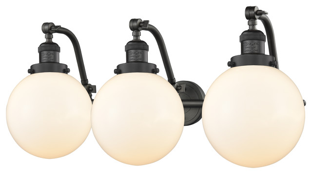 Beacon 3-Light LED Bath Fixture, Oil Rubbed Bronze, Glass: Matte White Cased