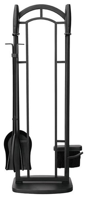 Uniflame F 1119 5 Piece Black Wrought Iron Fireset Traditional
