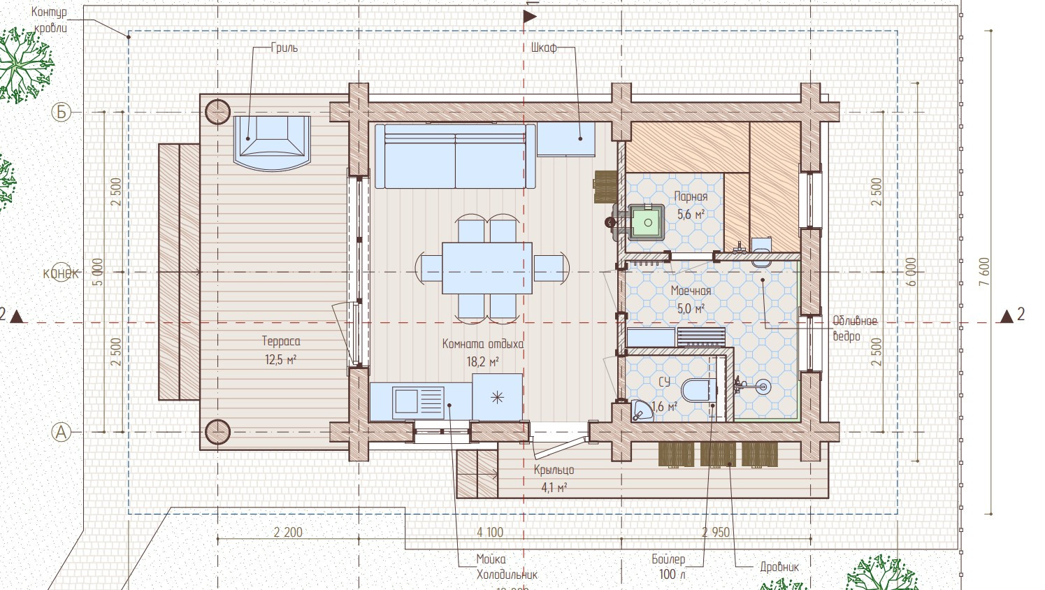 Баня из бревна ручной рубки, кело