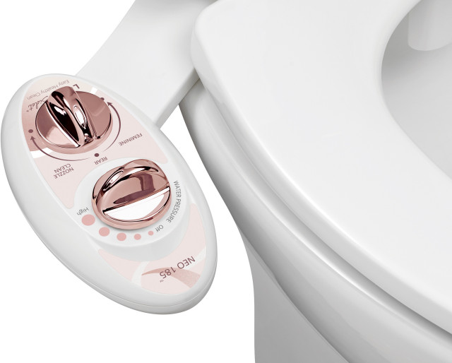 LUXE Bidet Neo 185, Elite, NonElectric Bidet Attachment Rose Gold Modern Bidet And Toilet