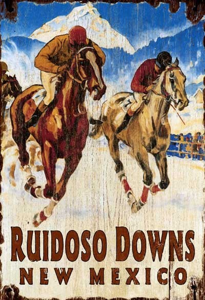 Red Horse "Horse Racing" Sign Wall Art, 15"x26"