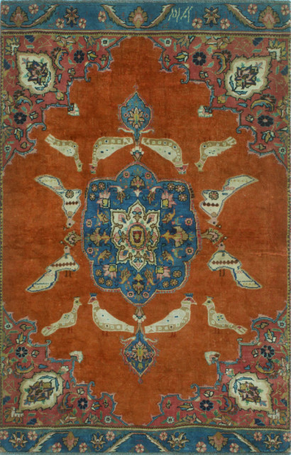 Fine Vintage Distressed Jamil Rust/Blue Rug, 4'1 x 6'3, 4'1 x 6'3 ...