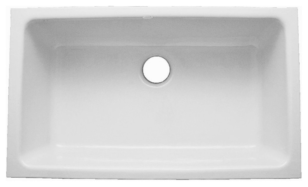 Ceco Del Rey Enameled Cast Iron Undermount Large Single Bowl Sink White
