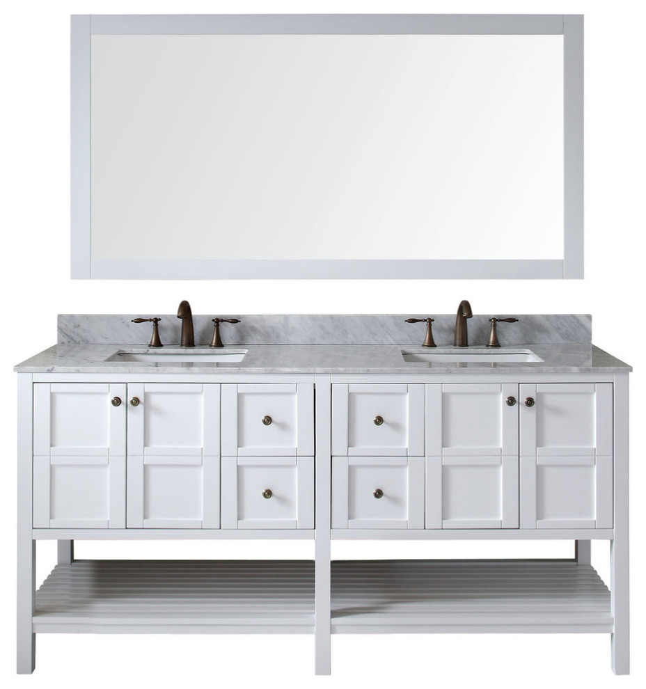 Virtu Winterfell 72" Double Bathroom Vanity, Espresso With Faucet and