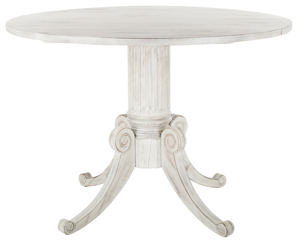 Classic Dining Table, Carved Pedestal Base & Top With Drop Leaf French Country Dining Tables