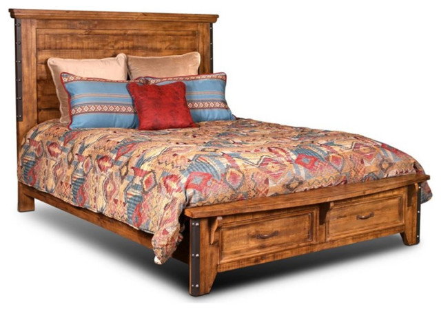 Sunset Trading Rustic City Wood King Bed with Storage Drawers in Rustic Oak - Rustic - Platform ...