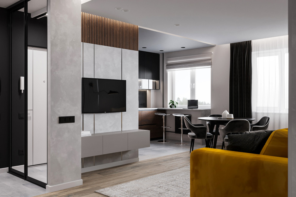 Гостиная-кухня в современном стиле