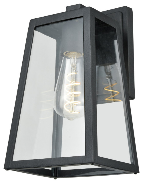 DVI Lighting Moraine 1 Light Outdoor Wall Sconce in Black with Clear Glass