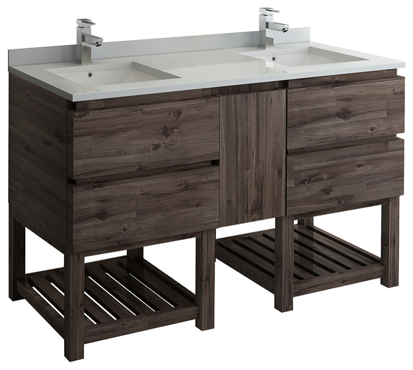 Formosa Floor Standing Open Bottom Double Sink Bathroom Cabinet With ...