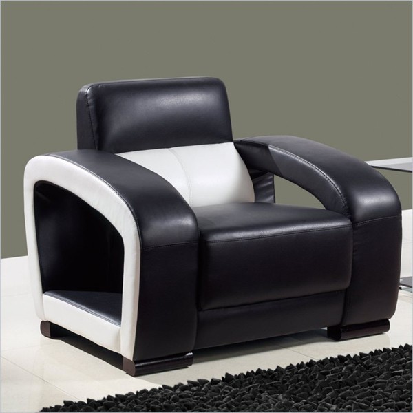 Global Furniture - A199 Ultra Bonded Leather Chair in Black/White - UA199-R2V-CH