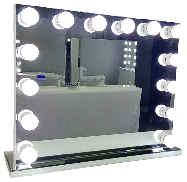 Xl Frameless Hollywood Lighted Vanity Mirror Contemporary Xl Frameless Hollywood Lighted Vanity Mirror