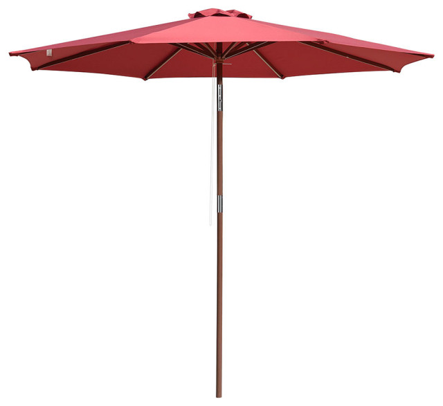 Yescom 9ft 8 Ribs Wooden Patio Umbrella Outdoor Garden Parasol Yard Easy Tilt Contemporary Outdoor Umbrellas By Yescom