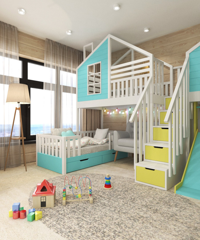 Кровать-домик в скандинавском стиле для детской спальни