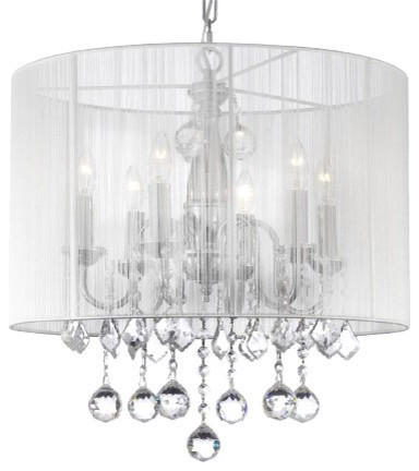 Crystal Chandelier With Large White Shade And 40 Mm Traditional Chandeliers By Gspn - Large White Shade Chandelier Crystal Chandelier With Large White Shade And 40 Mm Traditional Chandeliers By Gspn - Large White Shade Chandelier